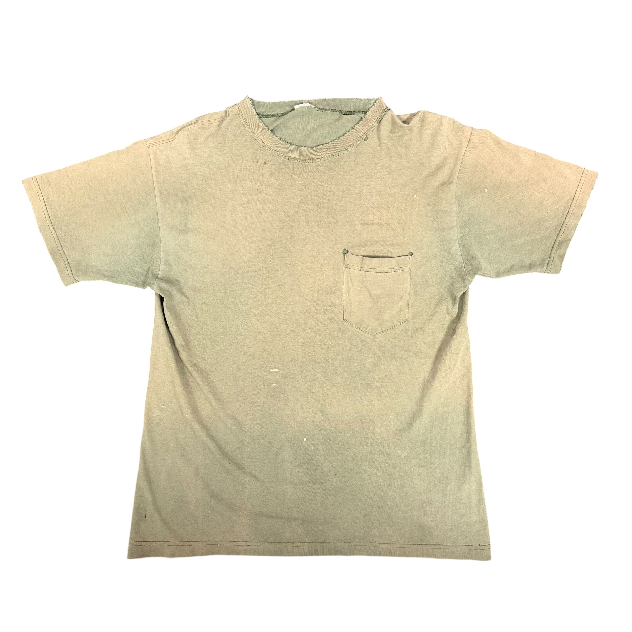 Vintage Faded Green Distressed Pocket Tee