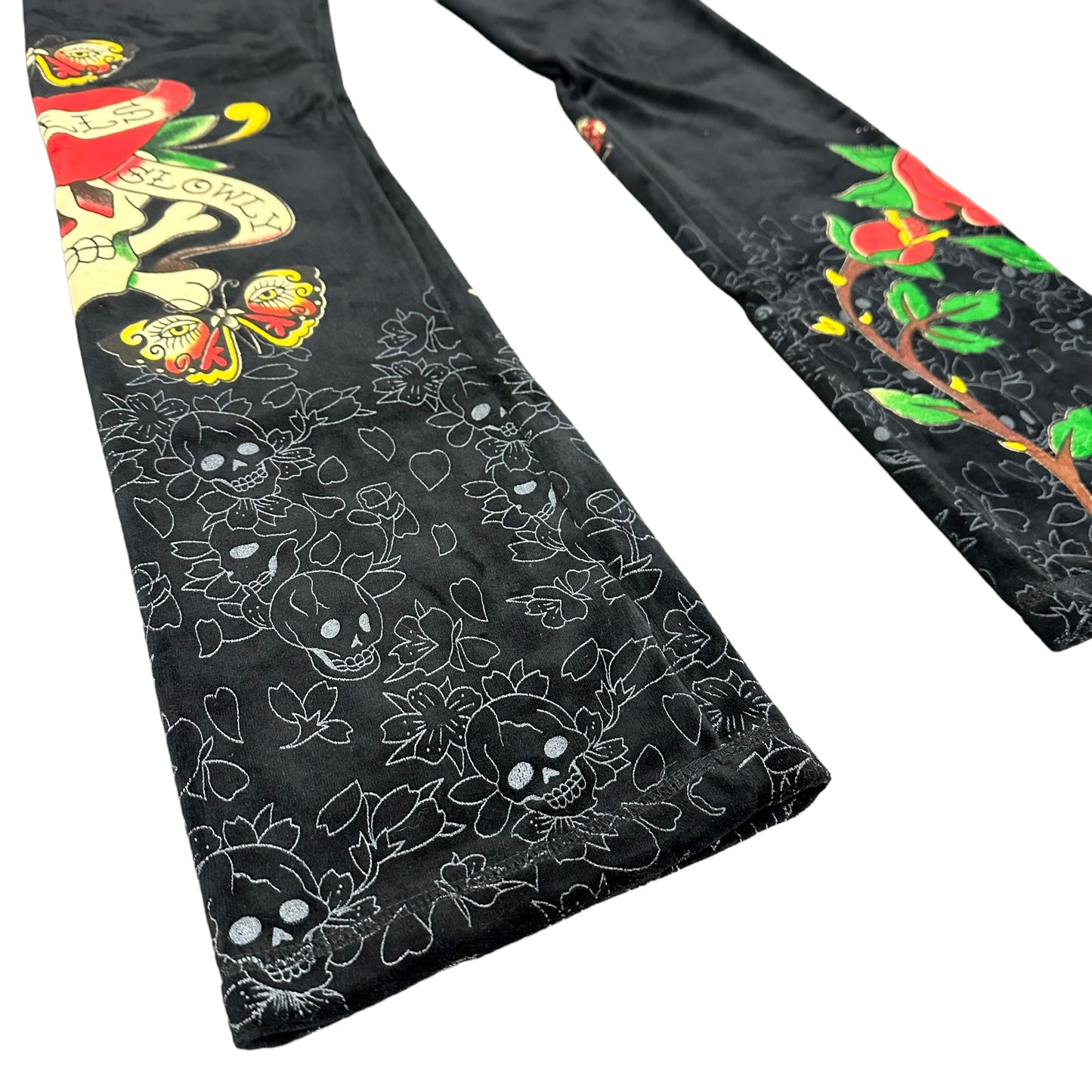 Ed Hardy Skull Rose Velour Sweatpants