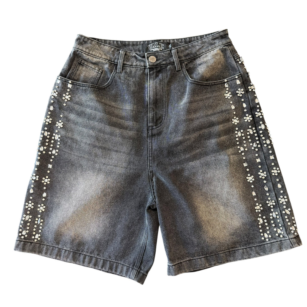Vale Lives Black Rhinestone Denim Shorts