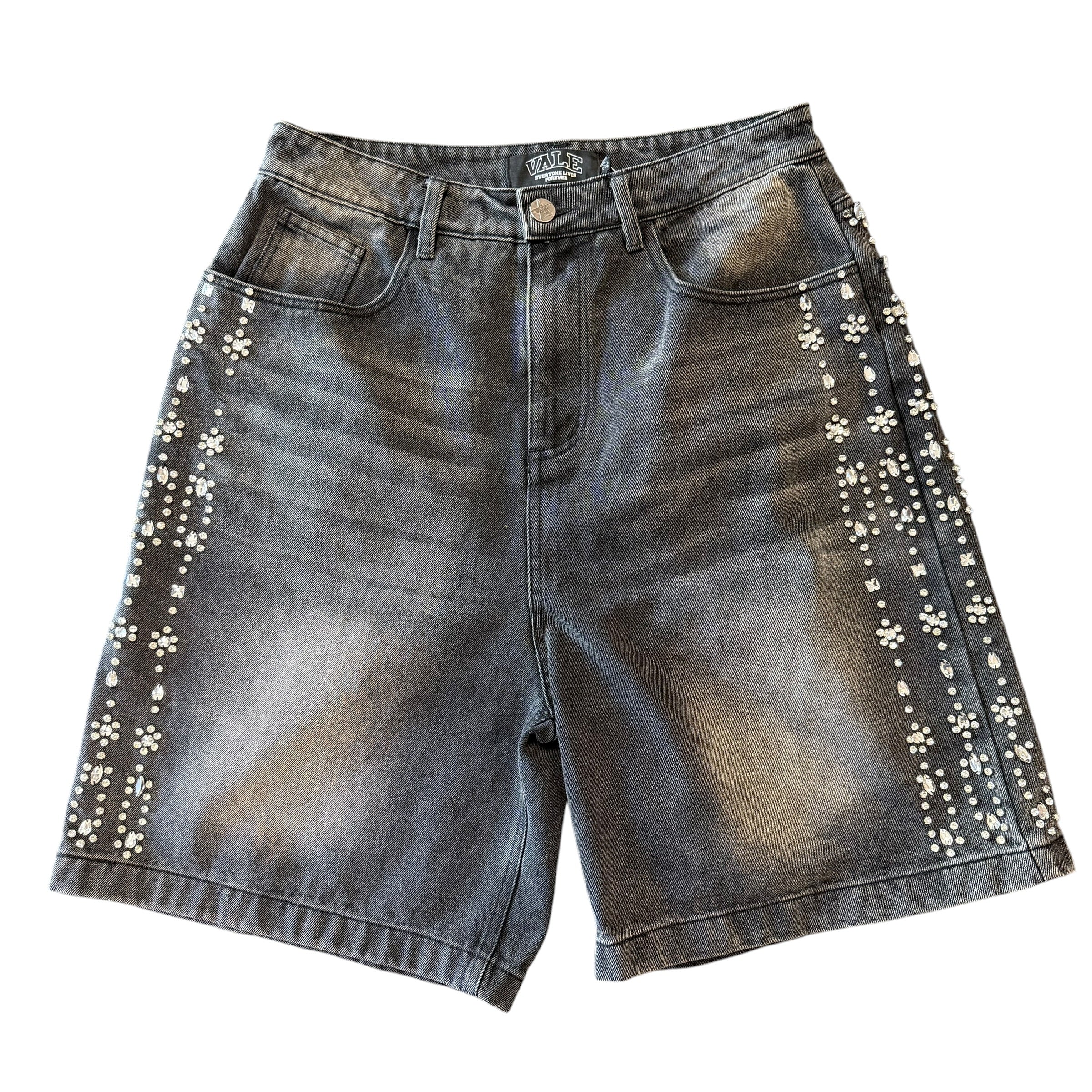 Vale Lives Black Rhinestone Denim Shorts
