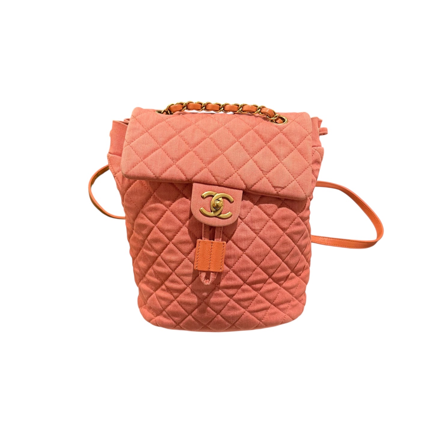 Chanel Washed Denim Quilted Small Urban Spirit Backpack Orange
