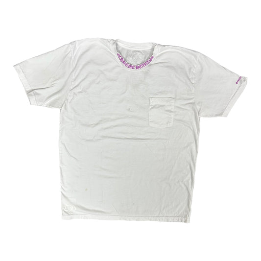 Chrome Hearts  Purple Script Neck White Tee