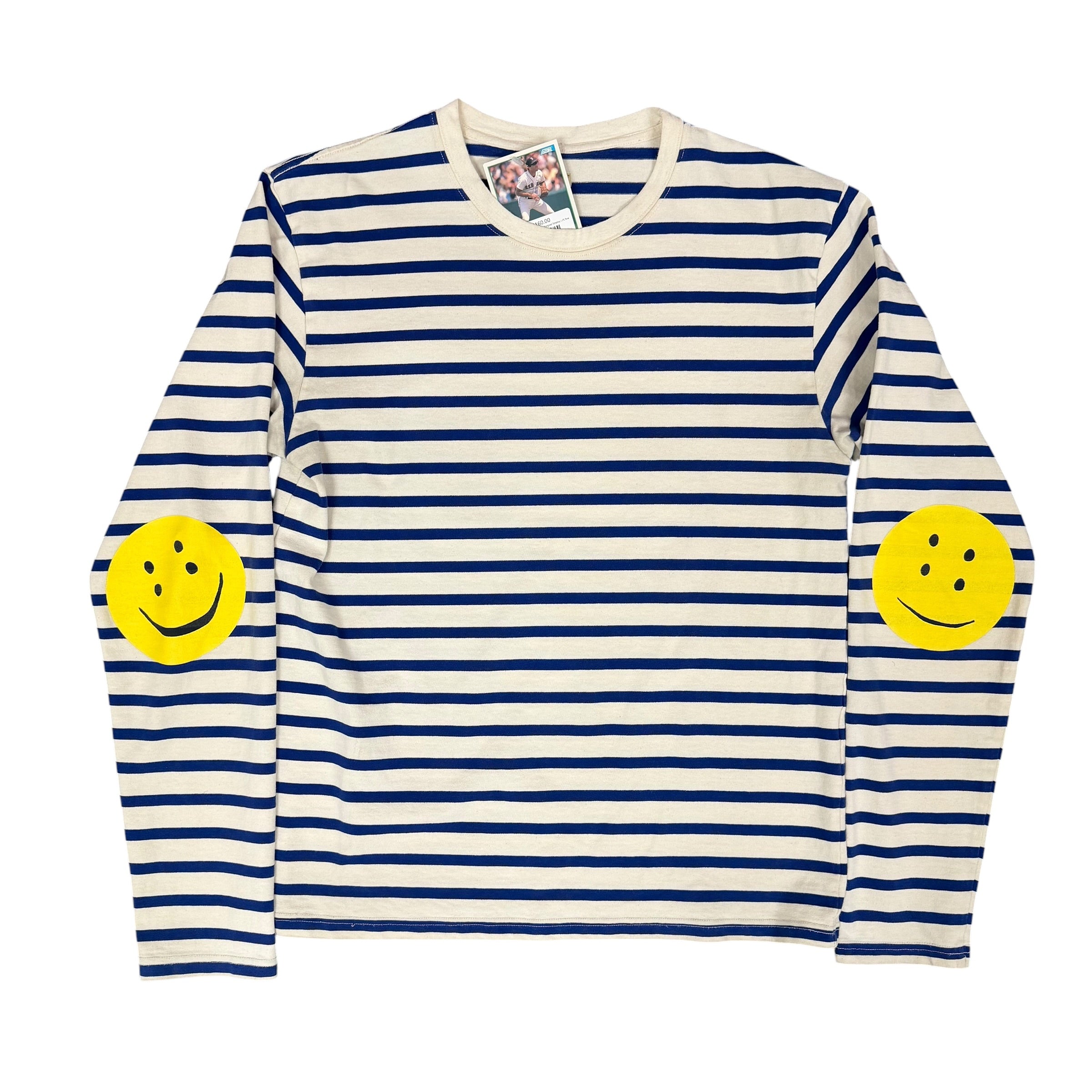 Kapital White/Blue Striped Smiley L/S Tee