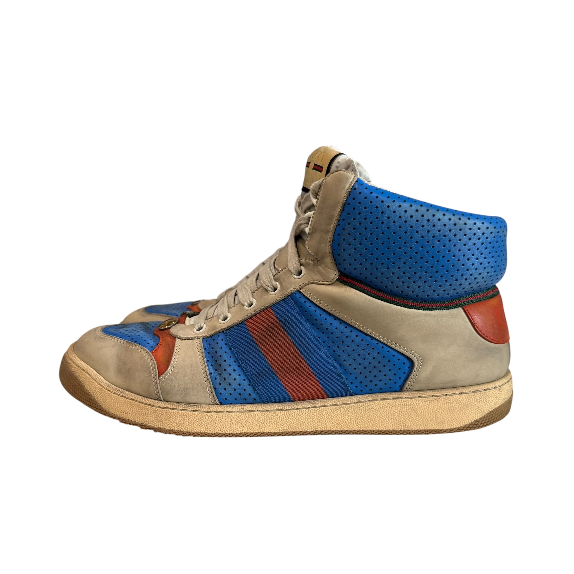 Gucci Screener Blue/Tan/Orange High Sneakers (No Box)
