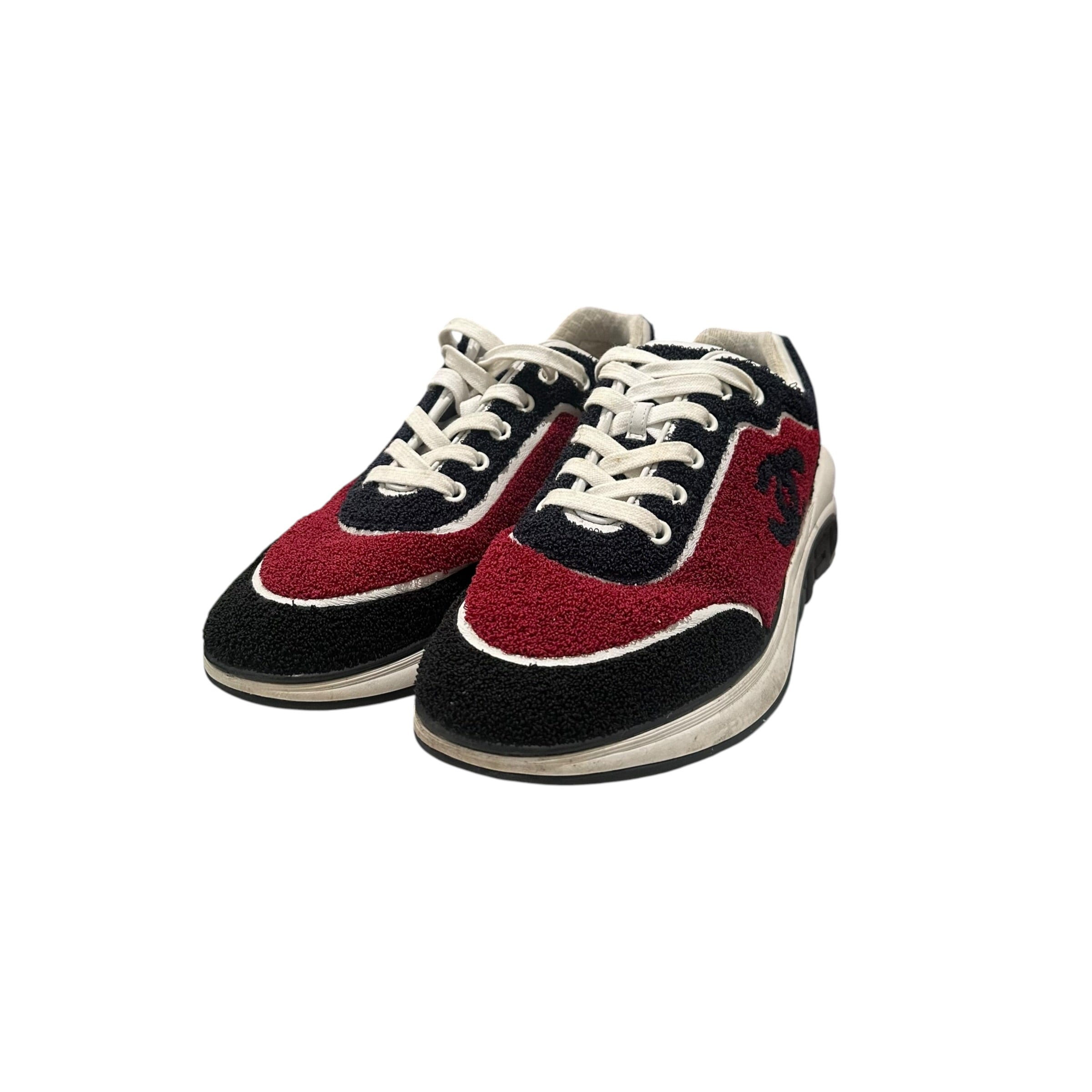 Chanel CC Logo Terry Cloth Sneakers (No Box)
