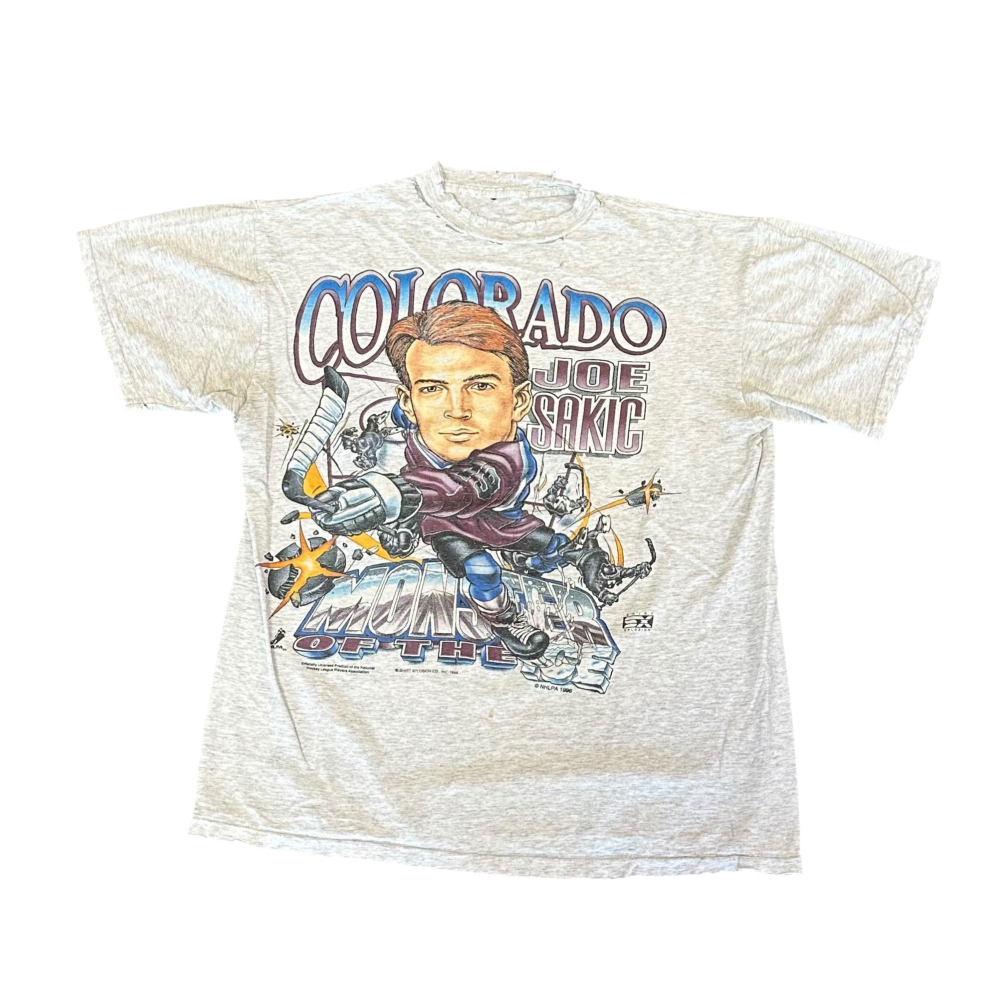Vintage Thrashed Joe Sakic Avalanche Shirt