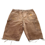 Carhartt Double Knee Carpenter Faded Brown Paint Splatter Shorts (36)