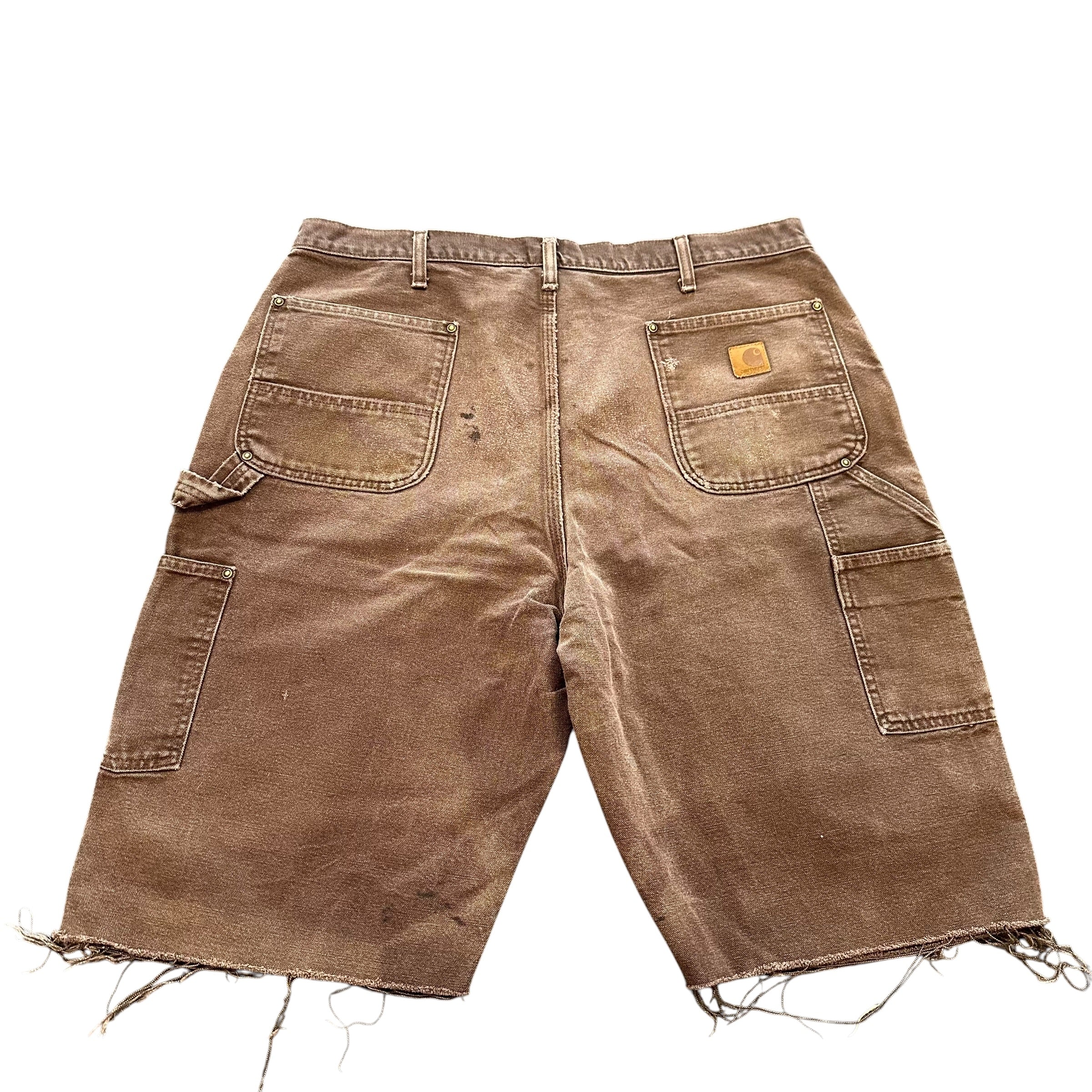 Carhartt Double Knee Carpenter Faded Brown Paint Splatter Shorts (36)