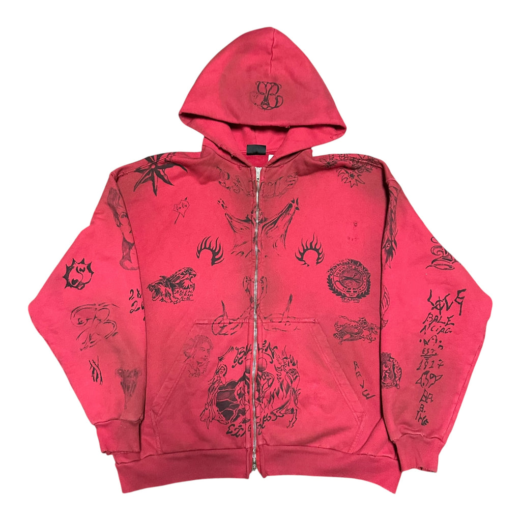 Balenciaga Red Graffiti Tattoo Jacket