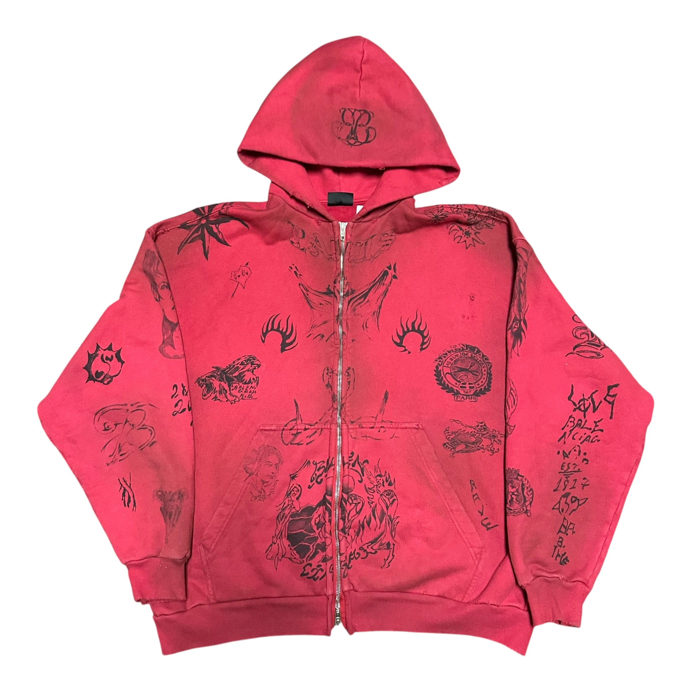 Balenciaga Red Graffiti Tattoo Jacket