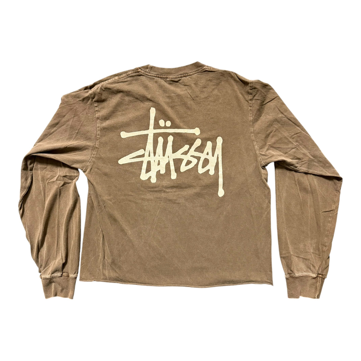 Vintage Brown Stussy Cropped Longsleeve Shirt