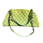 CHANEL Matelasse Chain Tote Bag Patent leather Green Silver