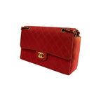 Chanel Classic Flap Medium Vintage Red Nylon Satin Bag