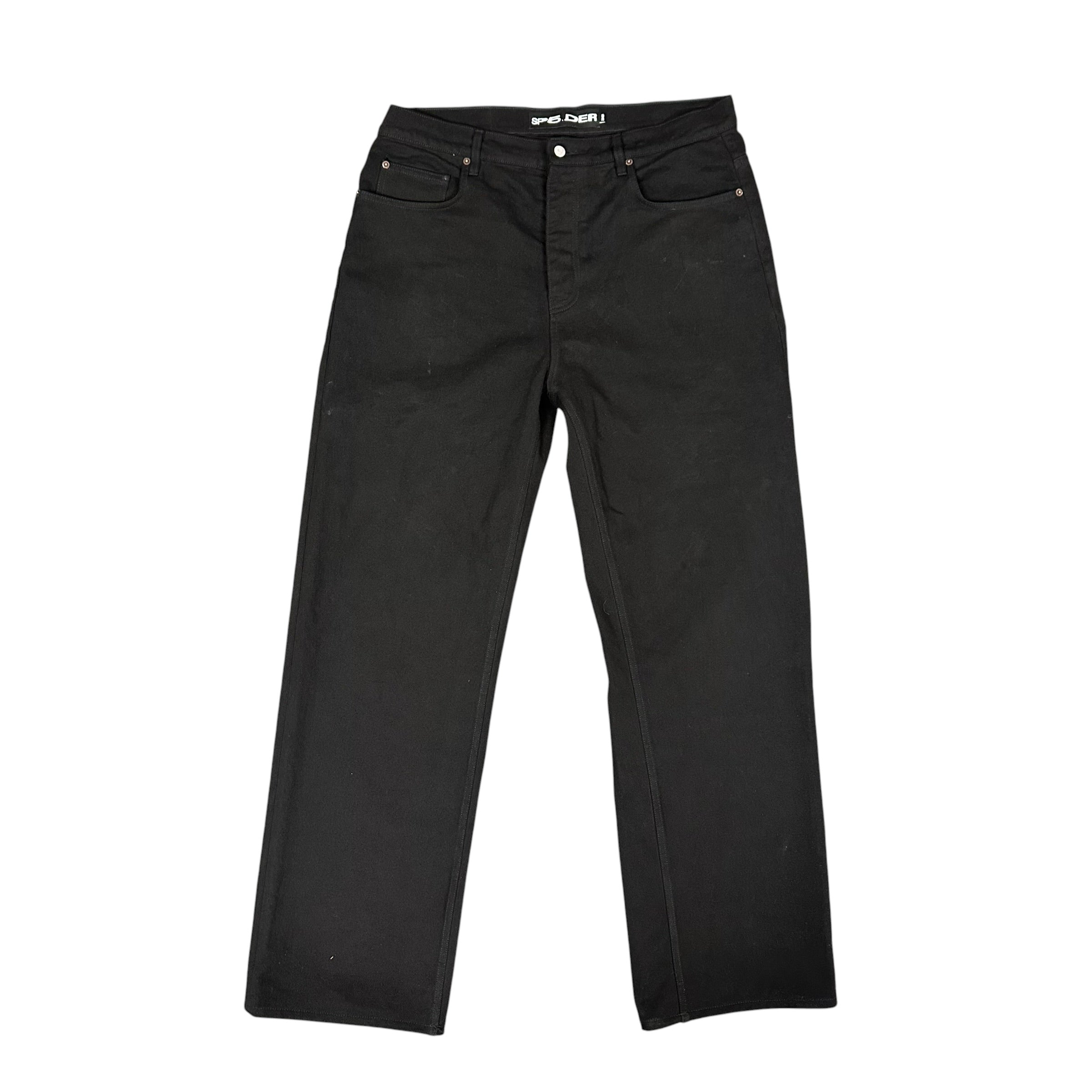 Sp5der Black/Red Embroidered Jeans