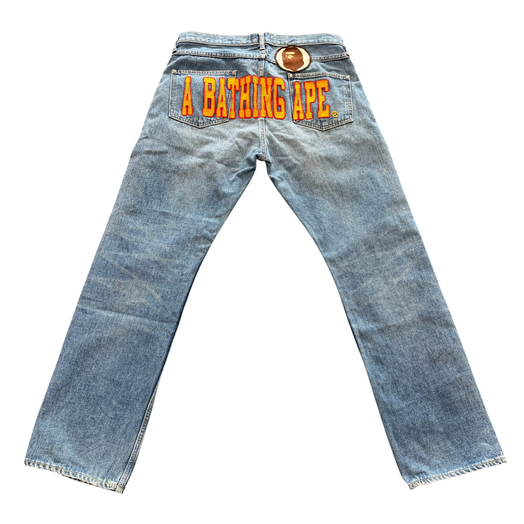 Bape Embroidered Blue Jeans