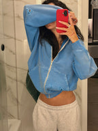 Breath In Time Carolina Blue Zip Up Hoodie
