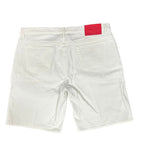 Sp5der Front Logo White Denim Shorts