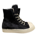 Rick Owens Black Pony Hair Ramone High Sneakers