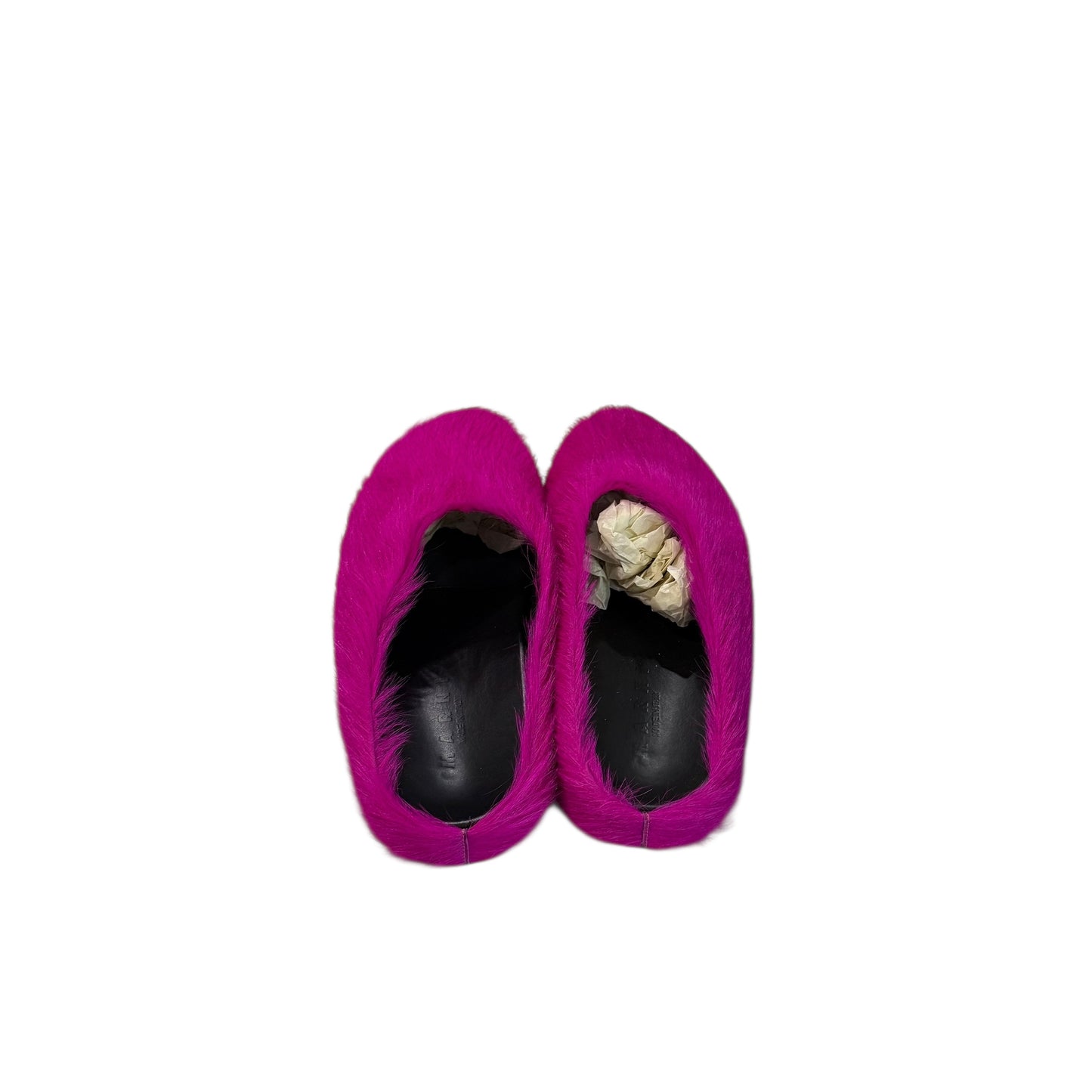 Marni Fuchsia Long Hair Calfskin Slides Purple
