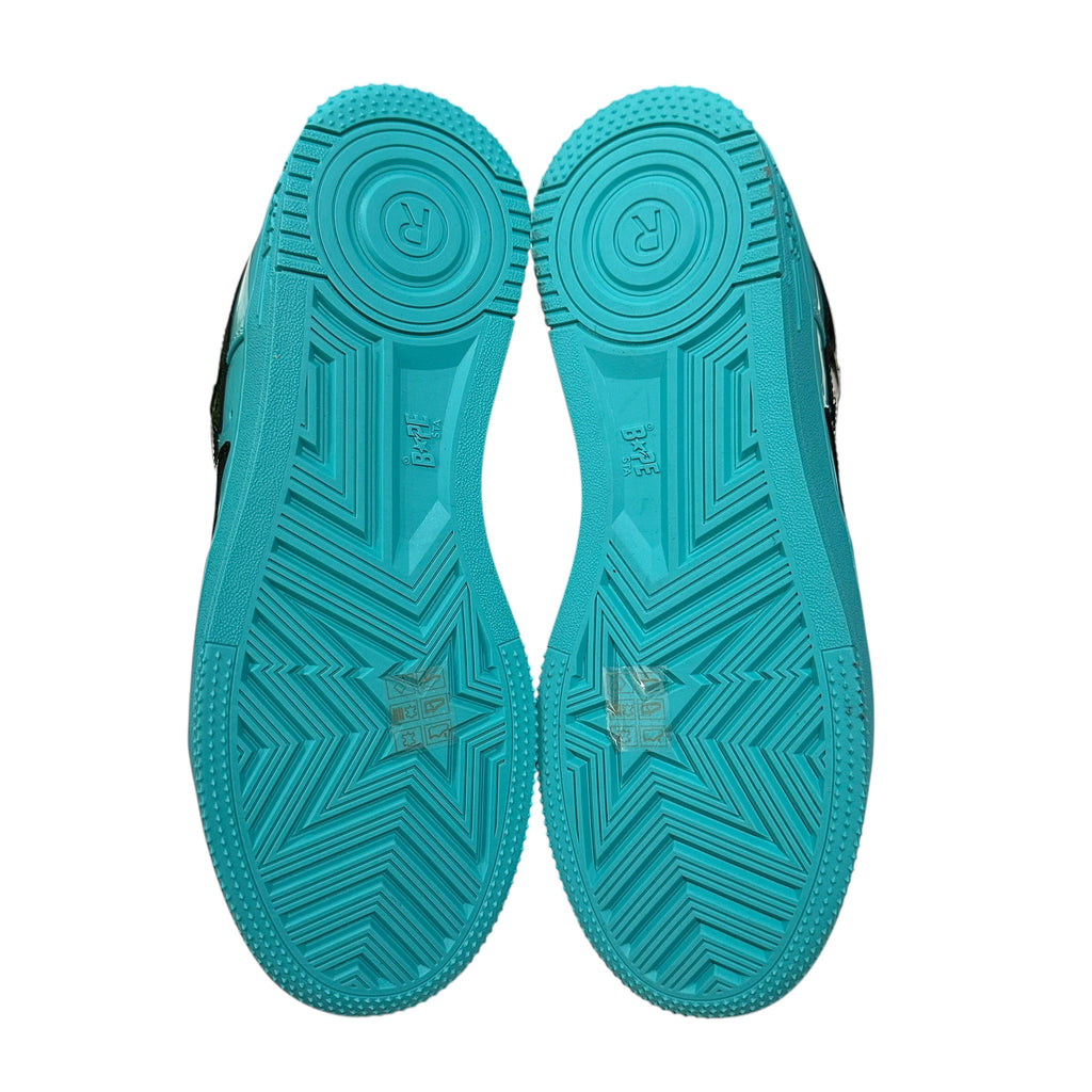NEW Bape Sta Teal Patent Leather Sneakers