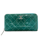 CHANEL Brilliant Matelasse CC Logo Patent Leather Long Wallet