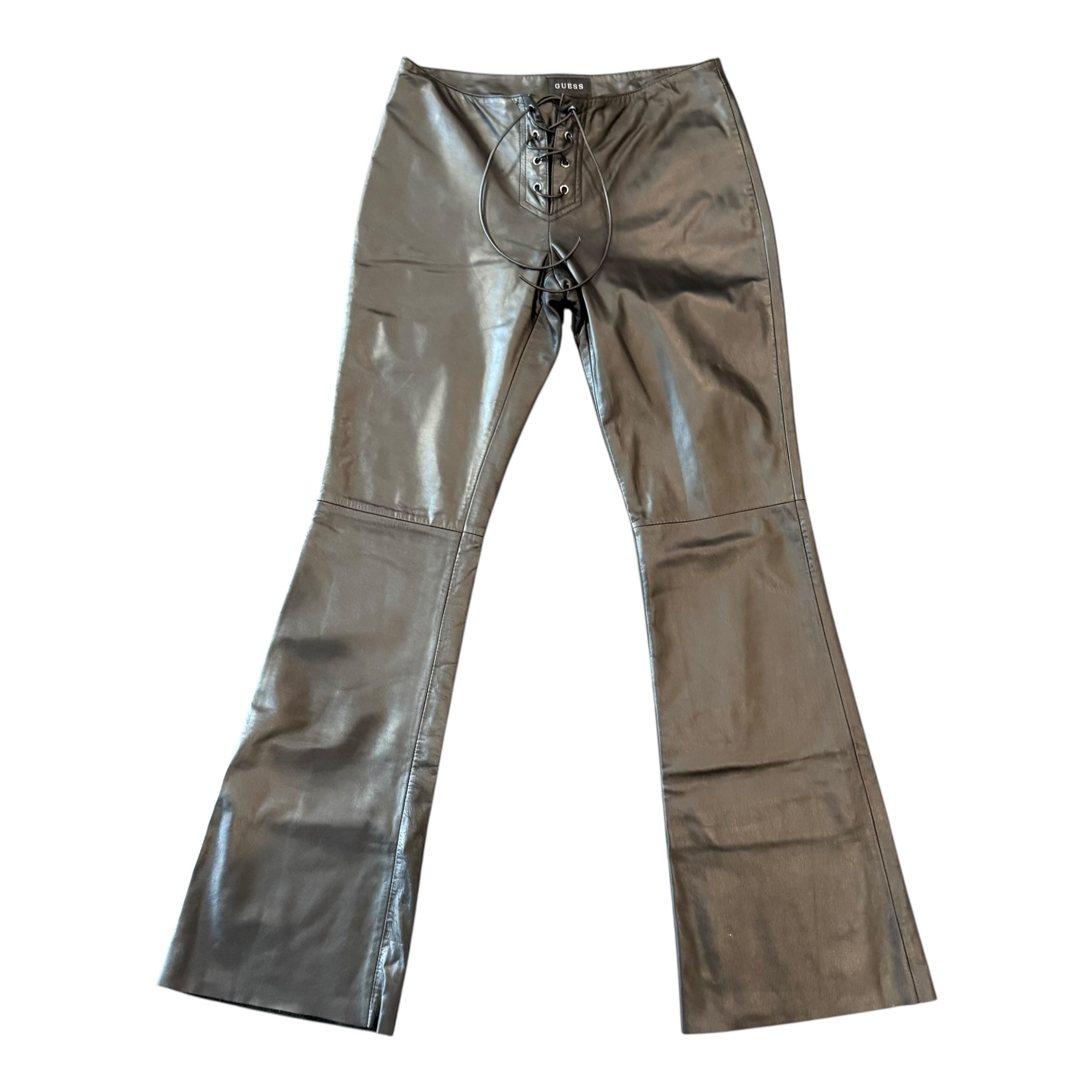 Black Lace Up Leather Pants