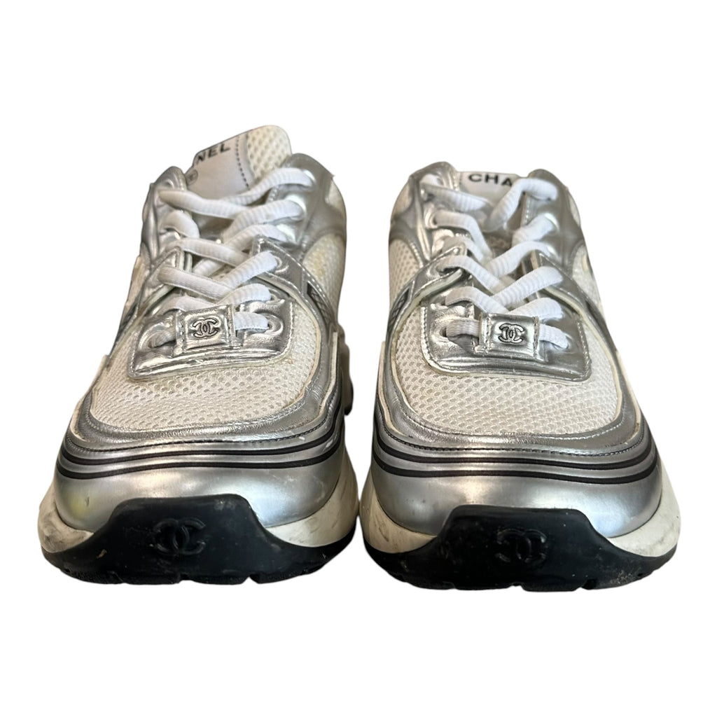 Chanel White/Sliver Trainer