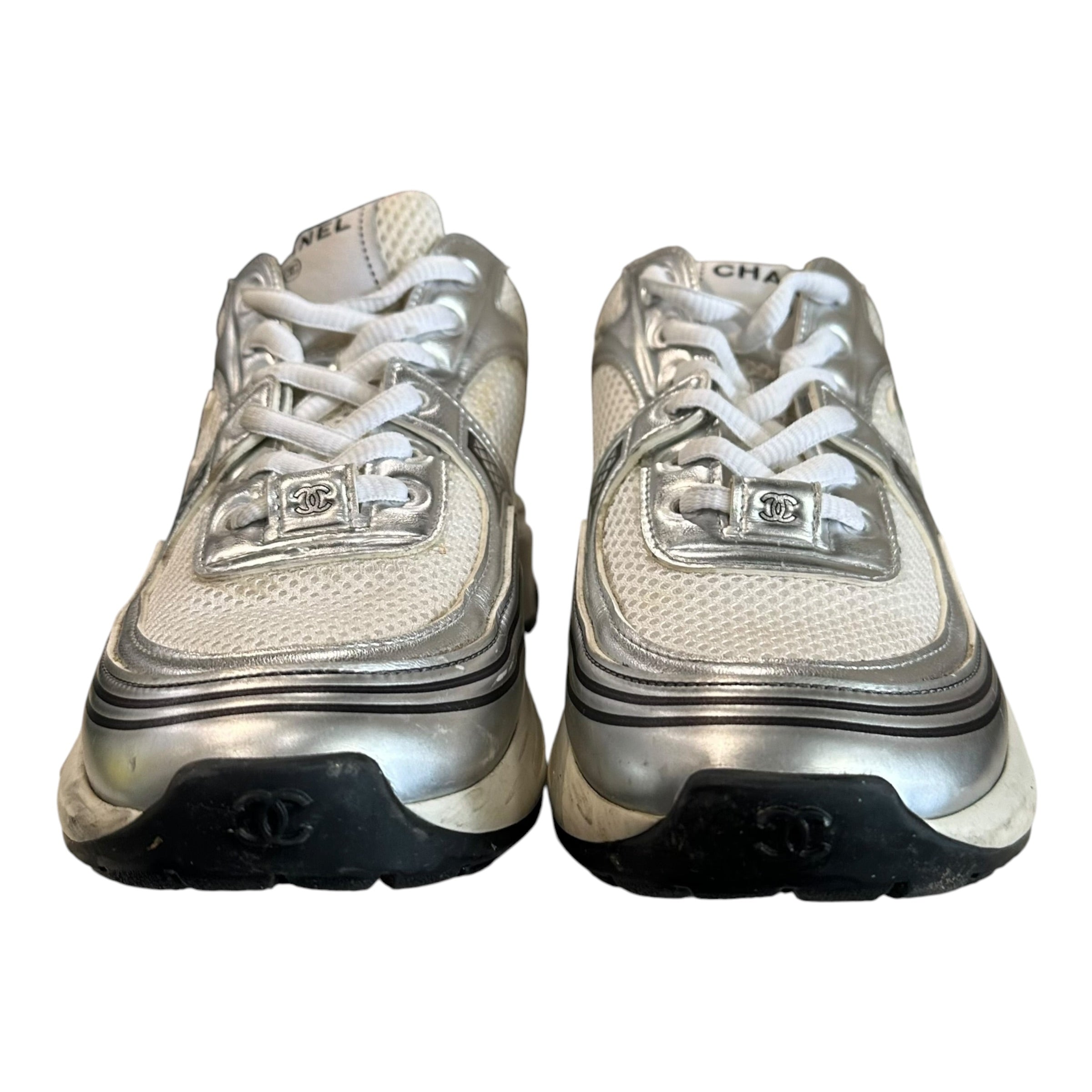 Chanel White/Sliver Trainer