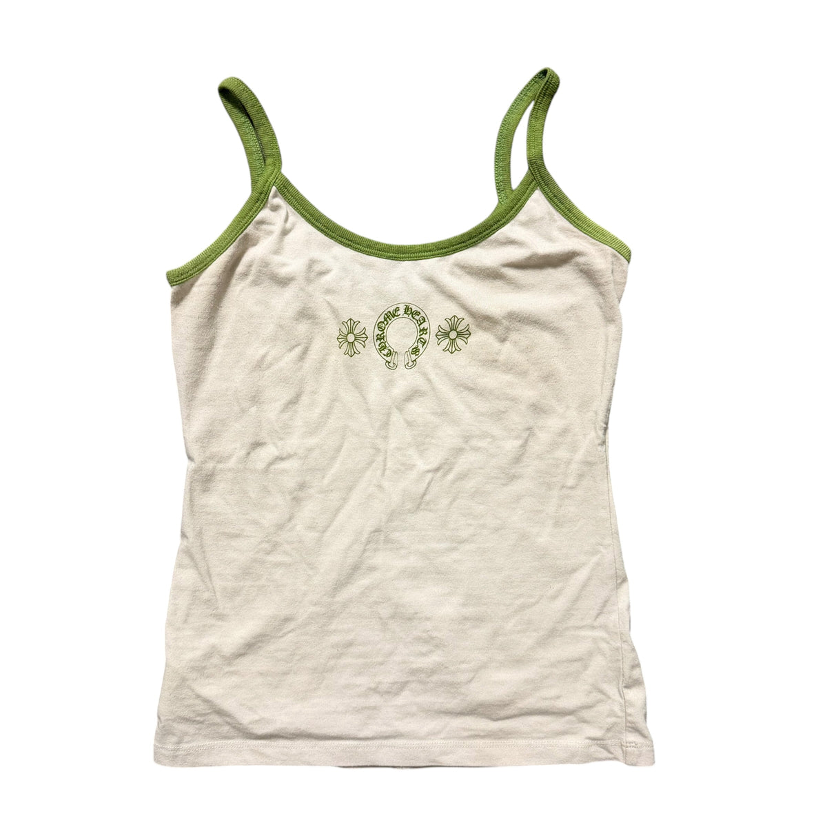Chrome Hearts White and Green Horseshoe Short Camisole Top