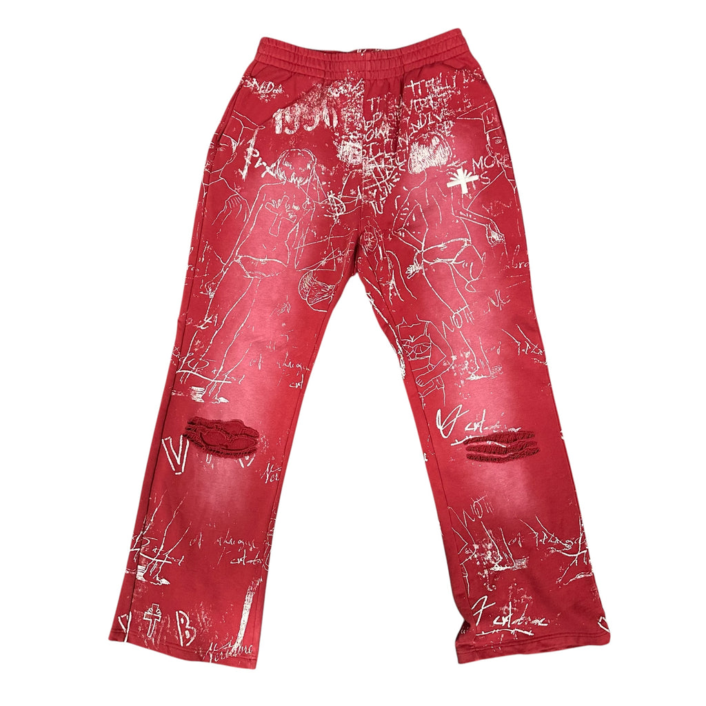 Vertabrae Silo Sketch Red Sweatpants
