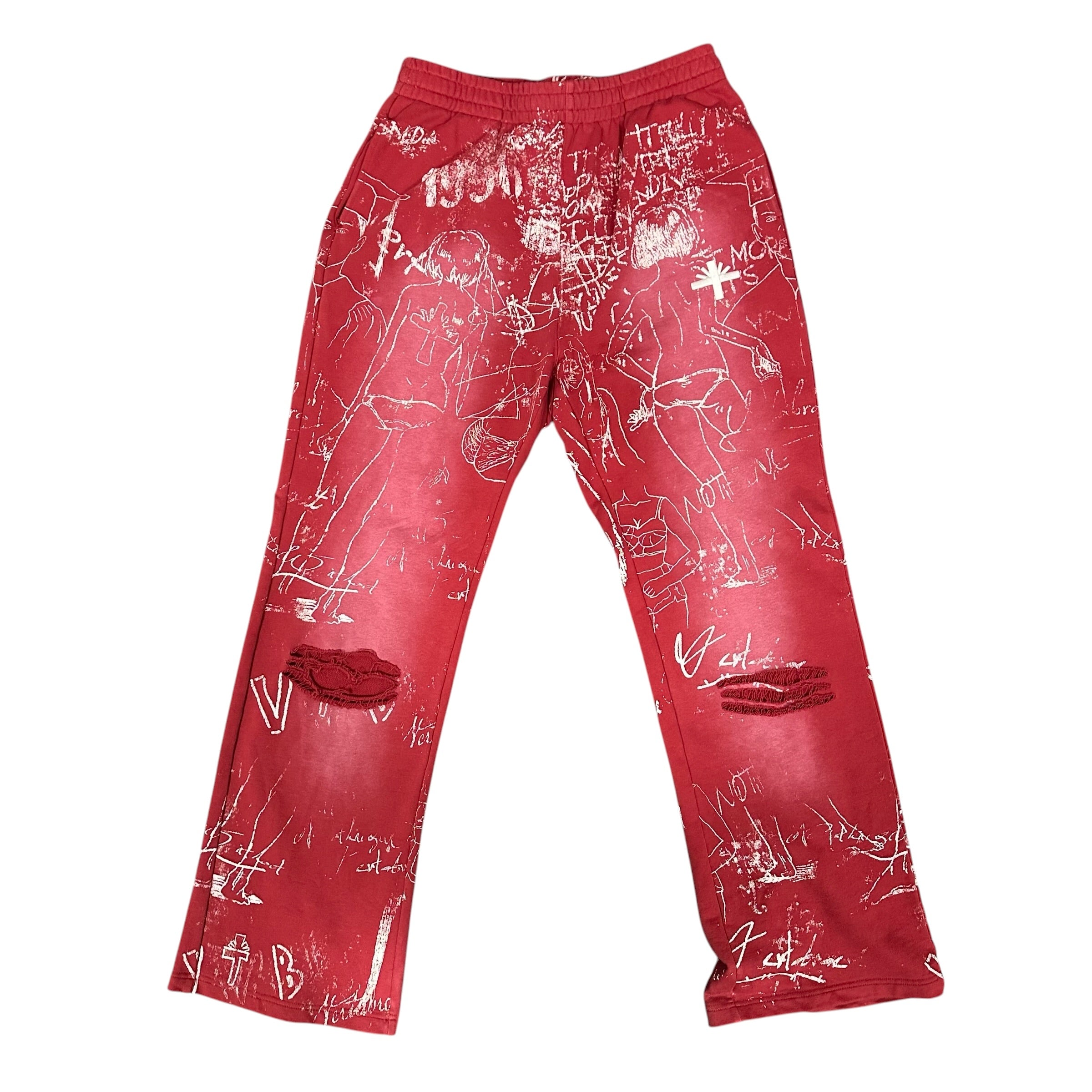 Vertabrae Silo Sketch Red Sweatpants