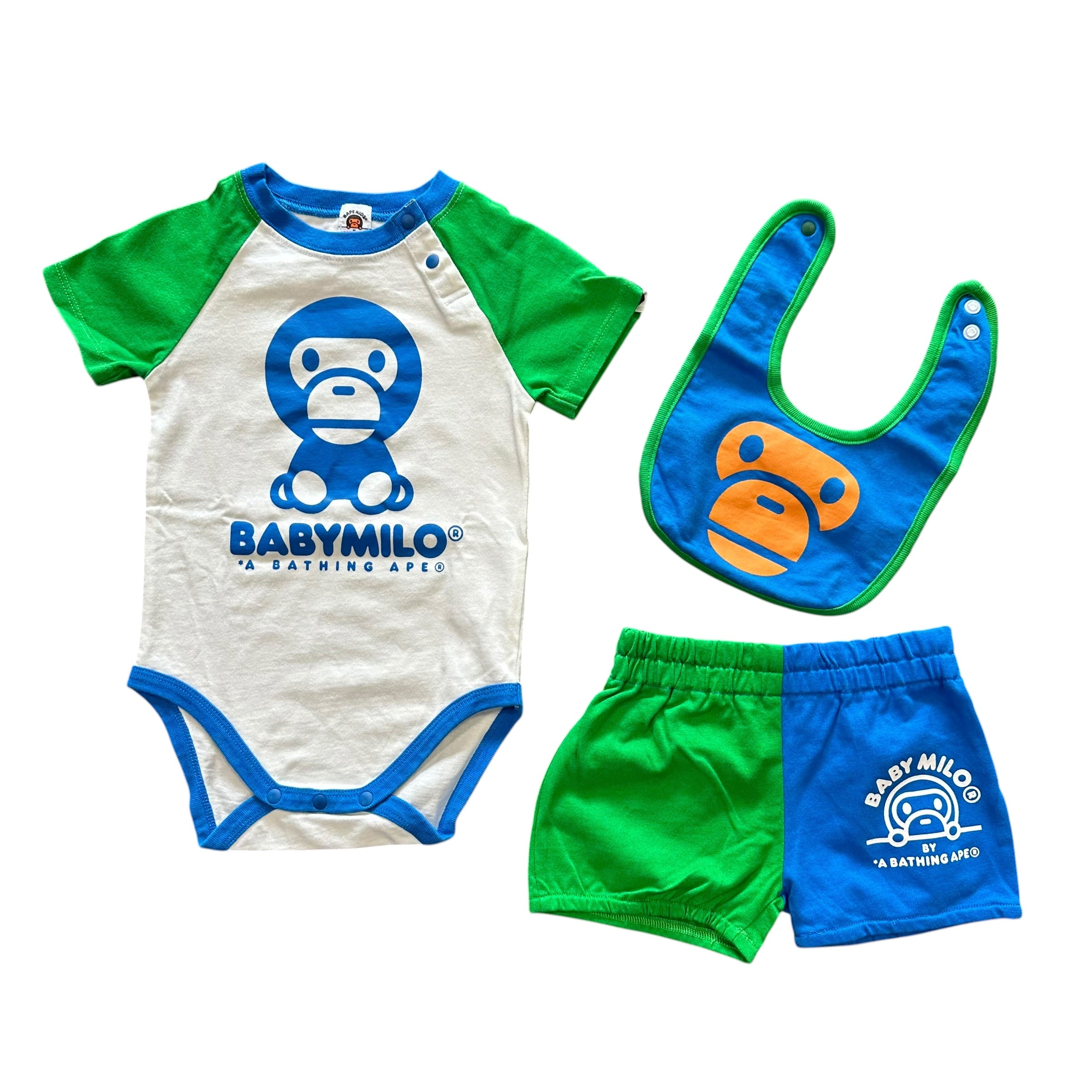 Kids Bape Baby Milo Blue/Green Set