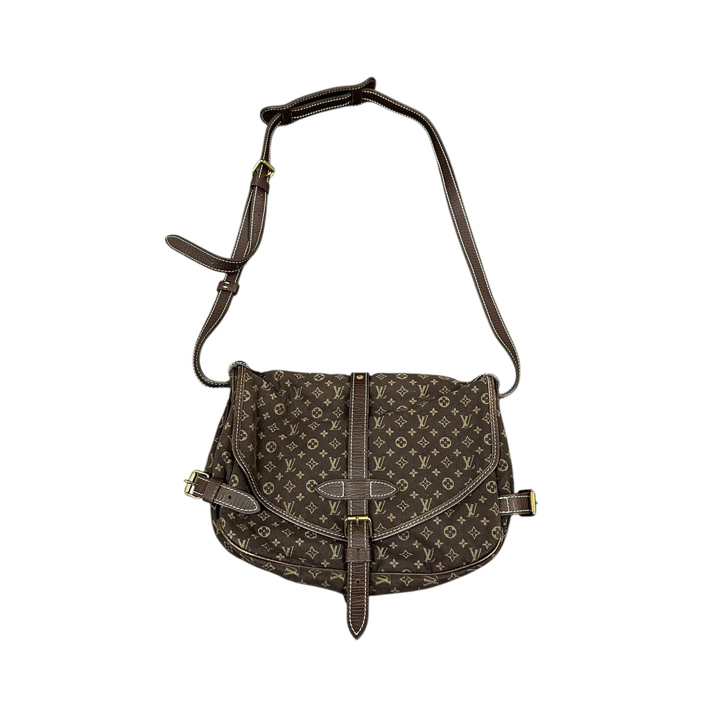 Louis Vuitton Monogram Mini Lin Saumur Eben Crossbody Bag Brown