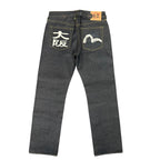 Evisu Raw Blue Embroidered Logo Denim