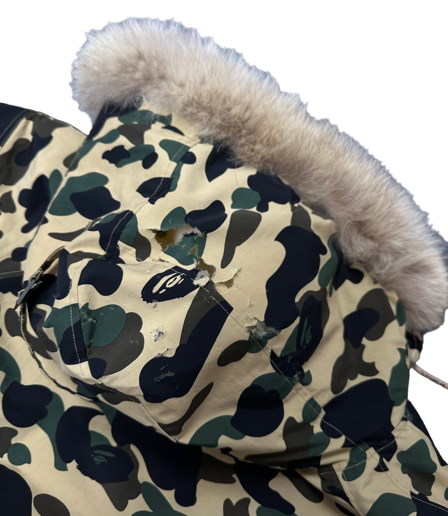 Bape Yellow Camo Snow Down Fur Jacket