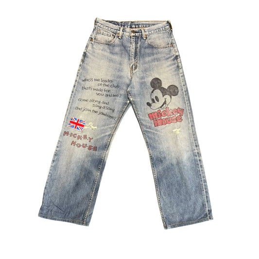 Vintage Hand Drawn Mickey Mouse Jeans