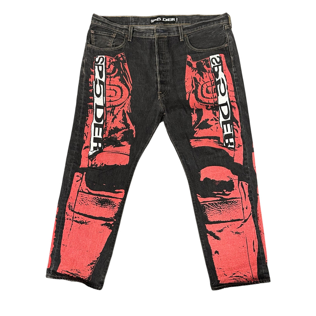 Sp5der Painted Moto Black Jeans