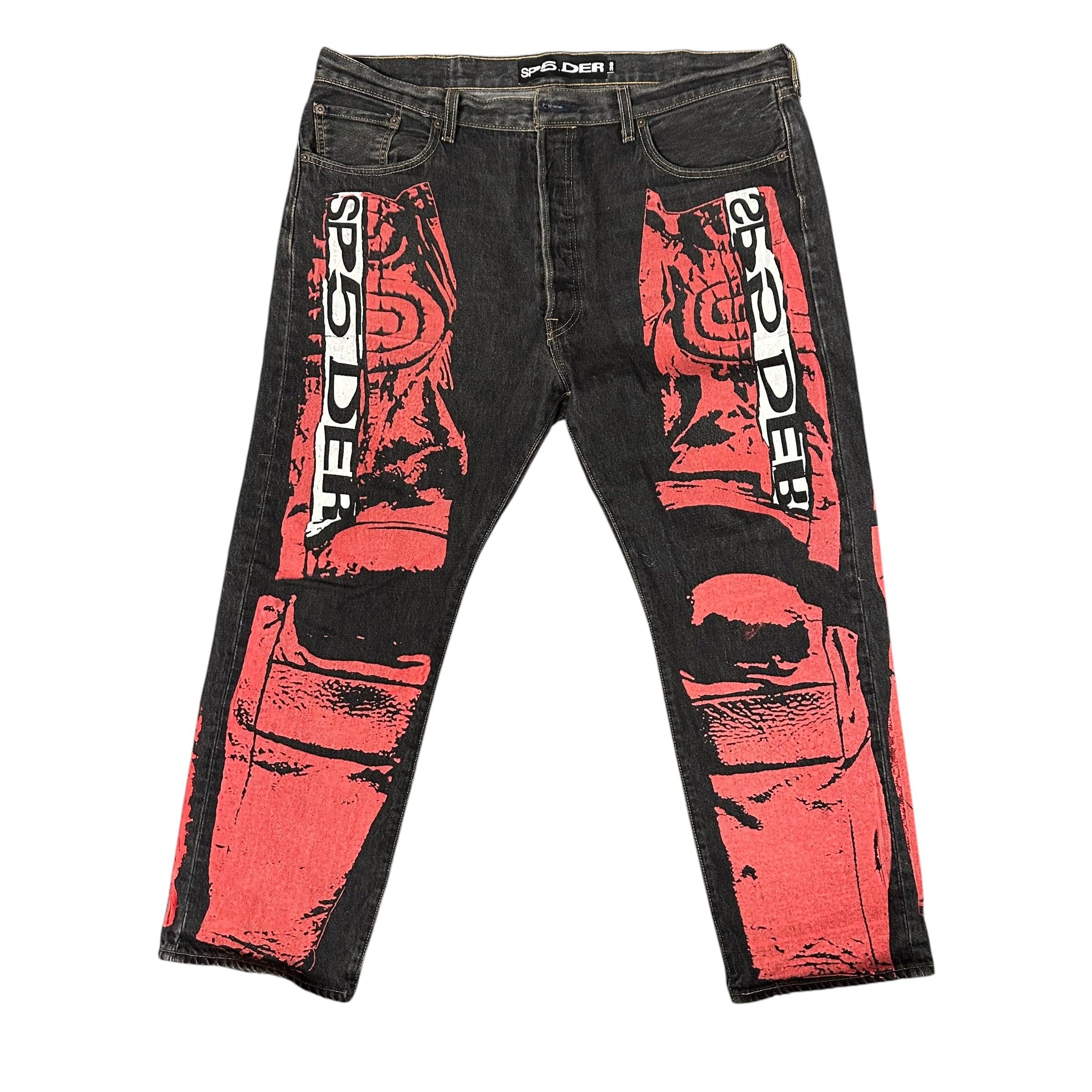 Sp5der Painted Moto Black Jeans