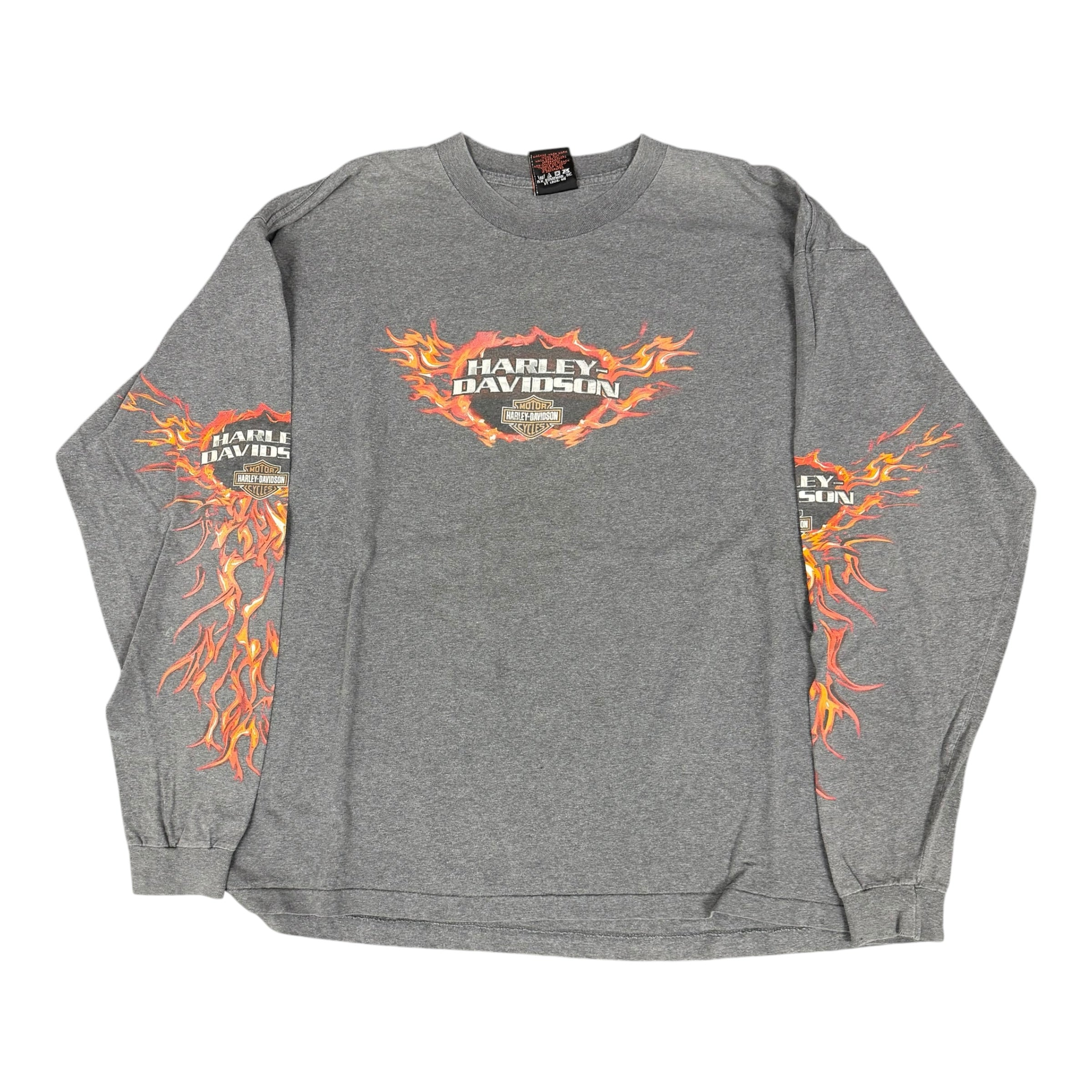 Dark Grey Harley Davidson Flame Longsleeve Shirt