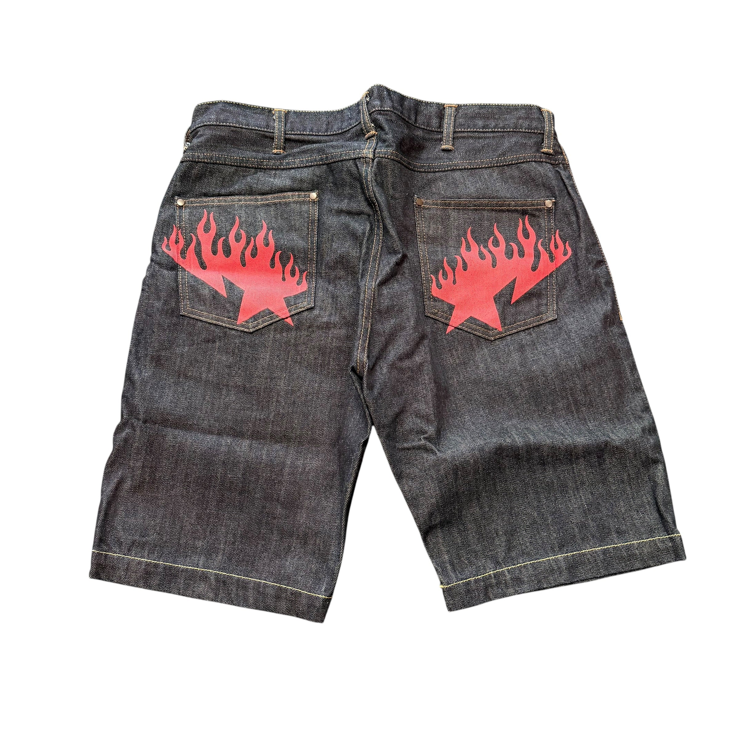 Bape Sta Flame Raw/Red Denim Shorts