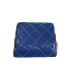 CHANEL Compact Wallet Lamb Skin Blue