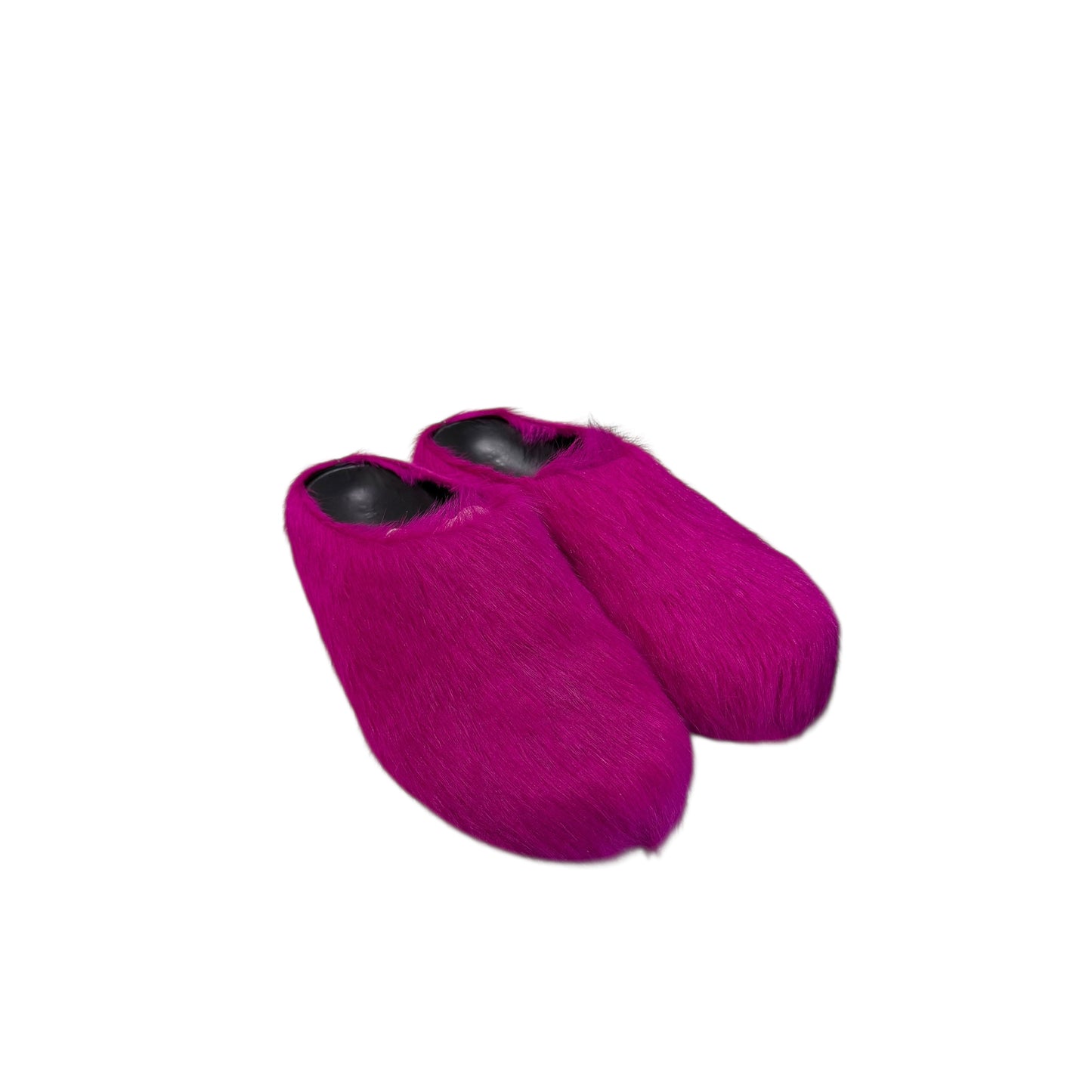 Marni Fuchsia Long Hair Calfskin Slides Purple