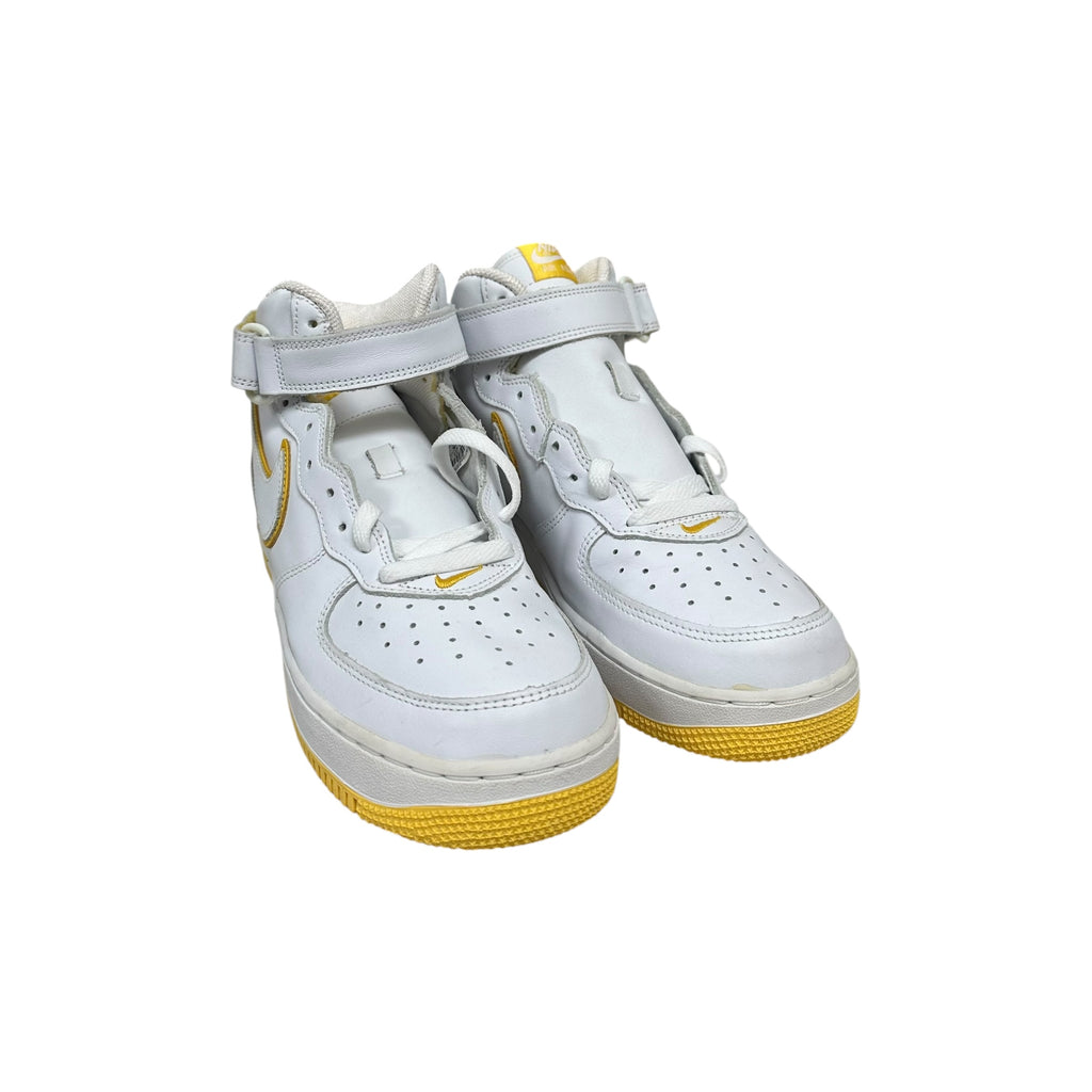 NEW ‘03 Vintage Nike Air Force 1 Mid White Varsity Maize Yellow Sneakers (No Box)