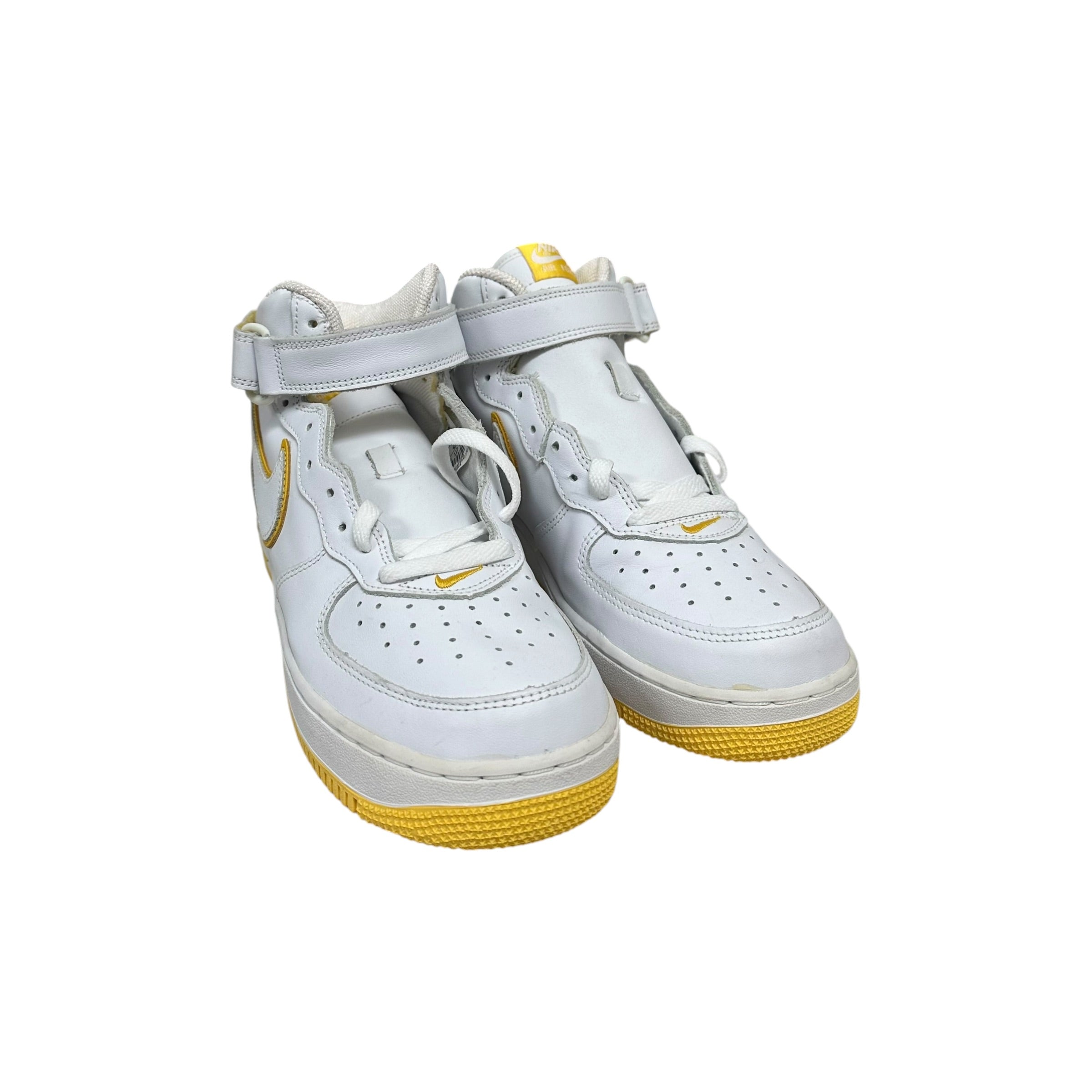 NEW ‘03 Vintage Nike Air Force 1 Mid White Varsity Maize Yellow Sneakers (No Box)