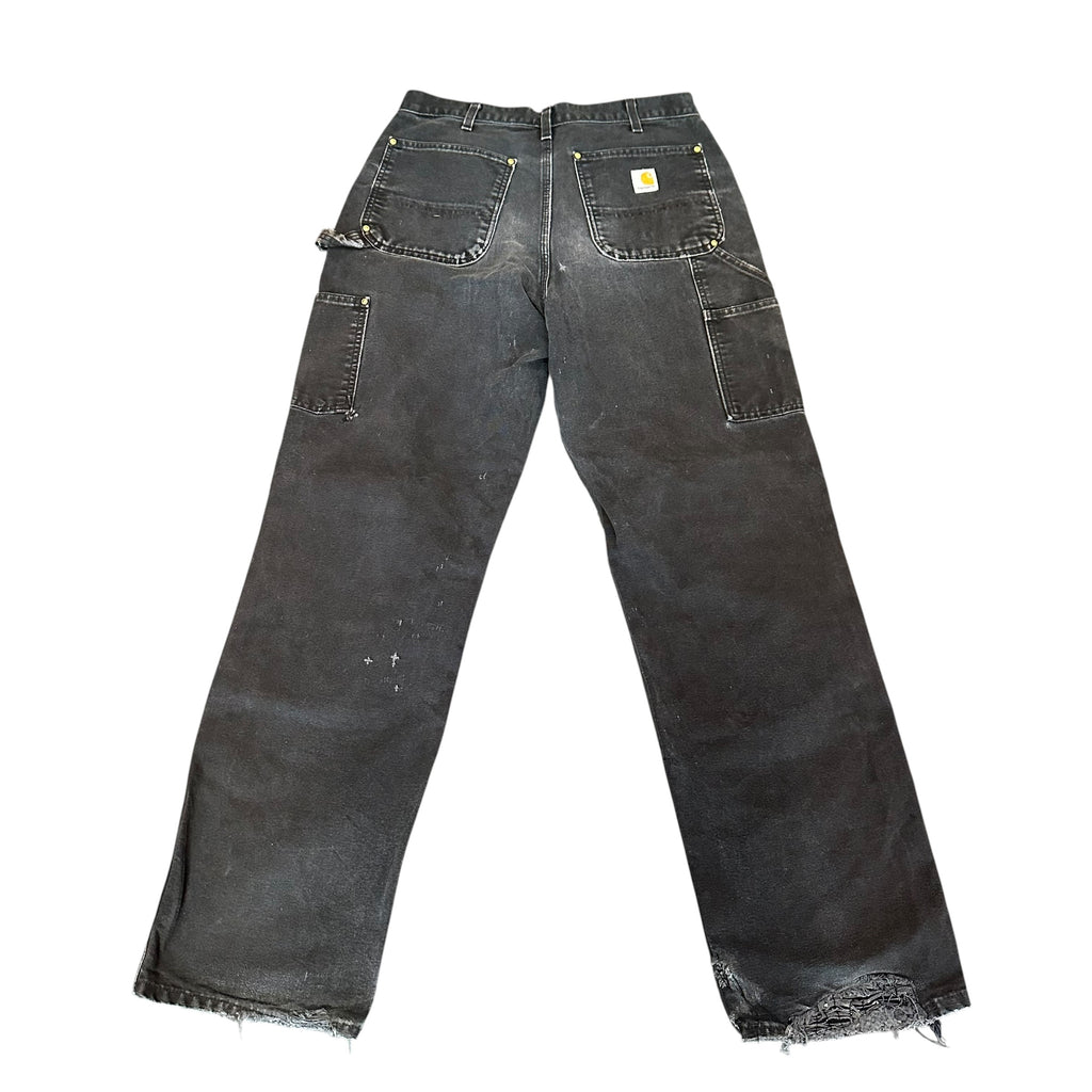 Vintage Carhartt Double Knee Faded Black Distressed Pants (31)