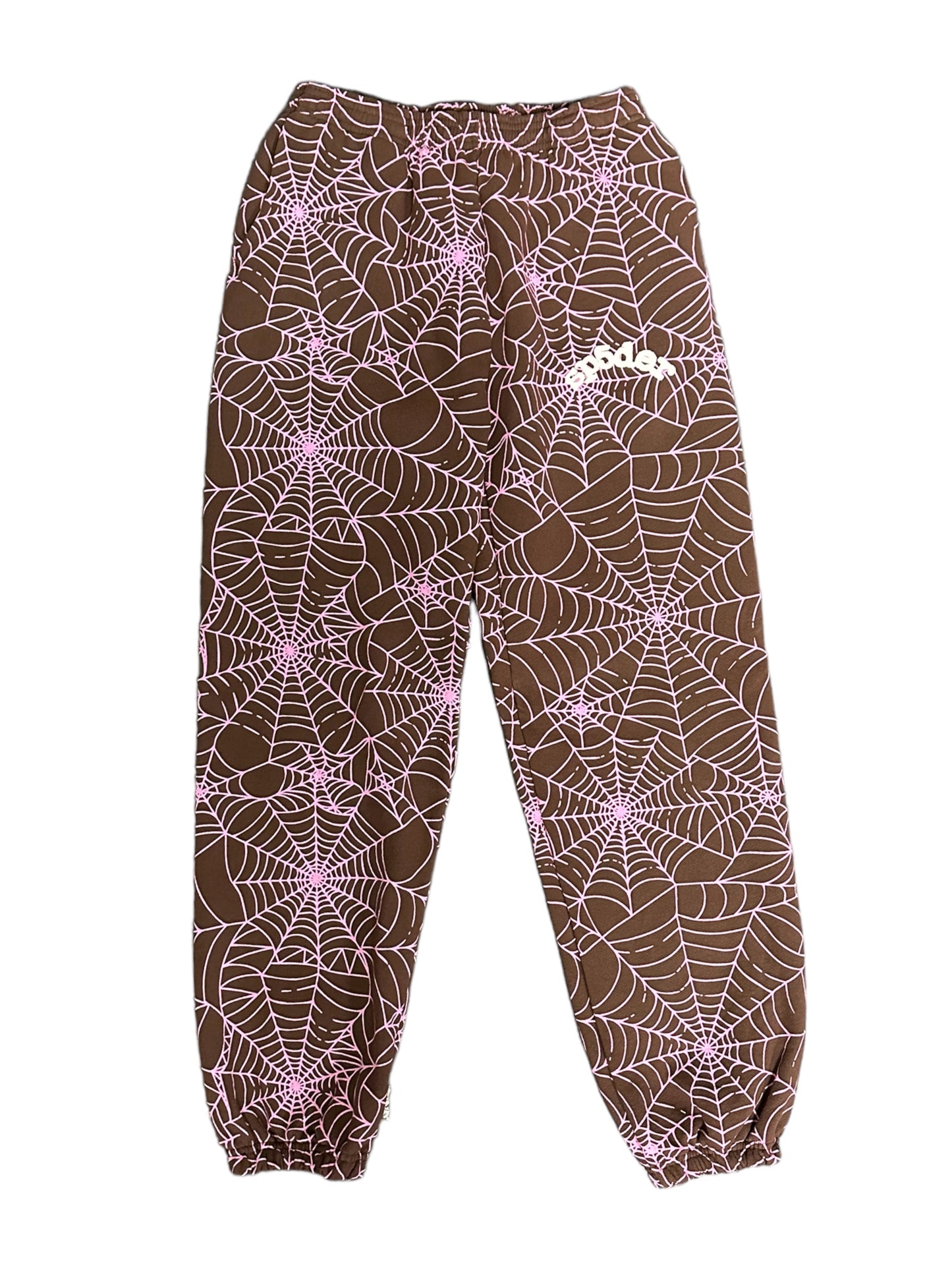 Sp5der Brown/Pink Webbed Sweatpants