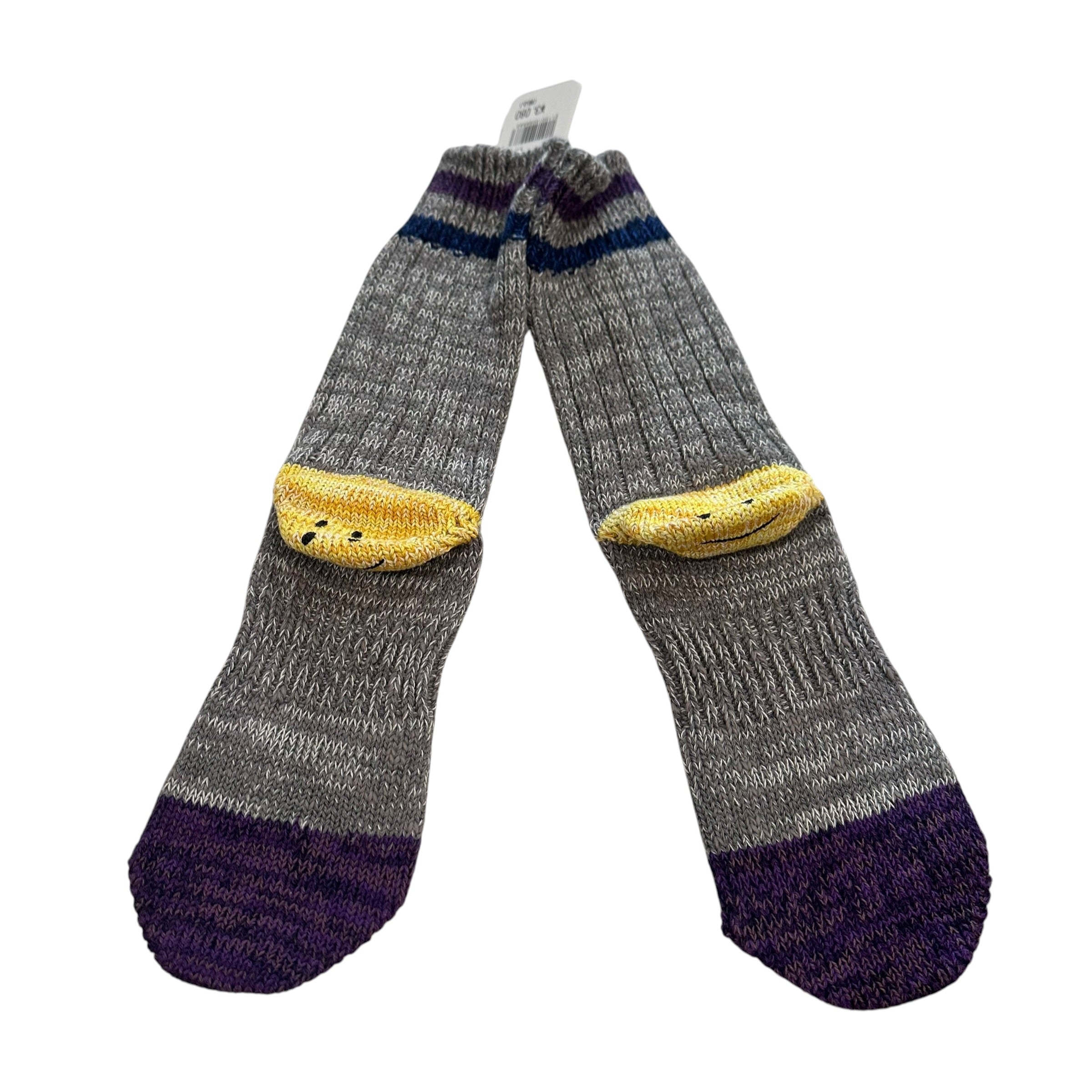 New Kapital 56 Yarns Smiley Socks Grey/Purple