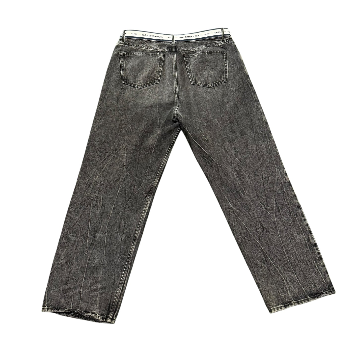 Balenciaga Embroidered Baggy Wide Denim Pants