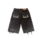 Birth Of Royal Child Black Rhinestone Shorts