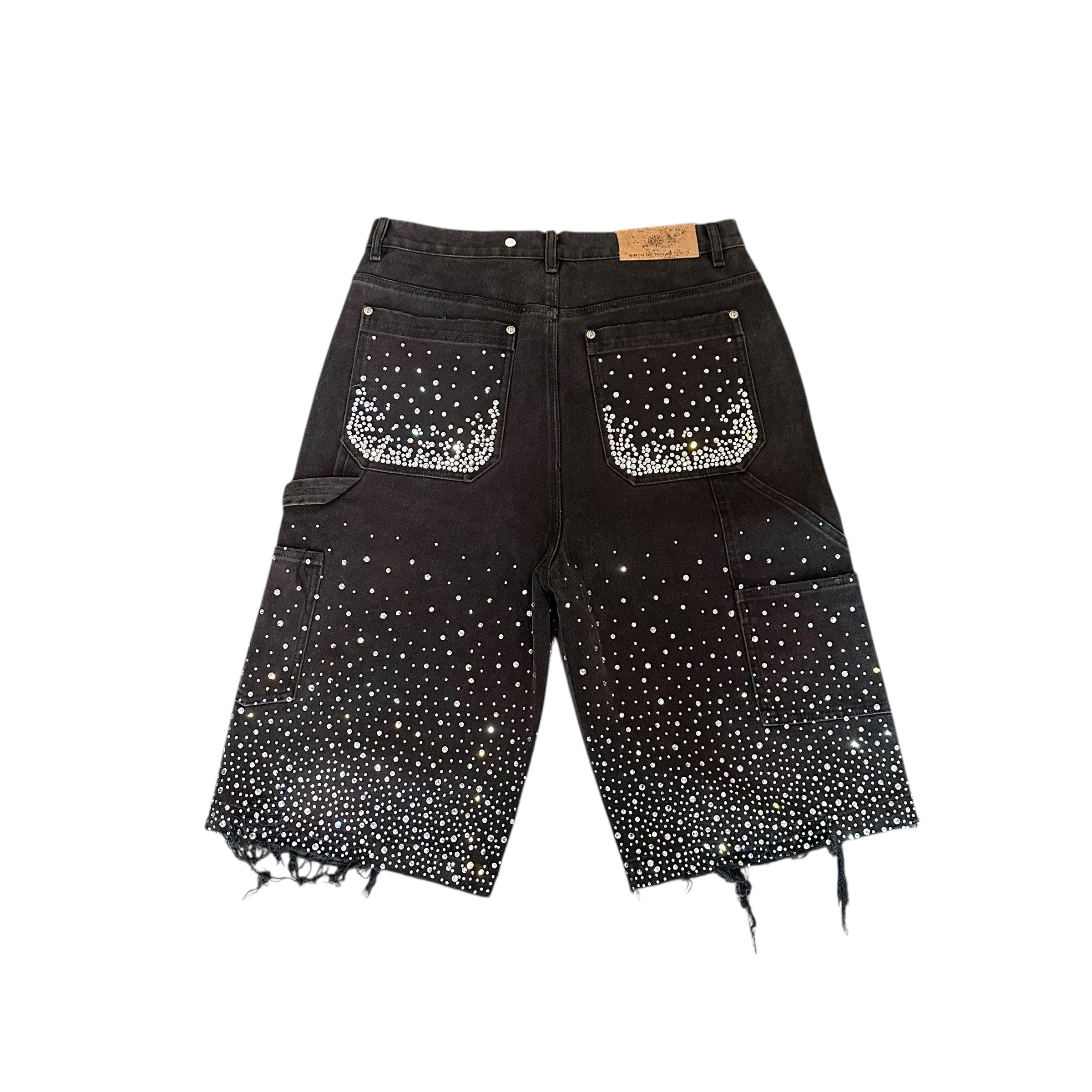 Birth Of Royal Child Black Rhinestone Shorts